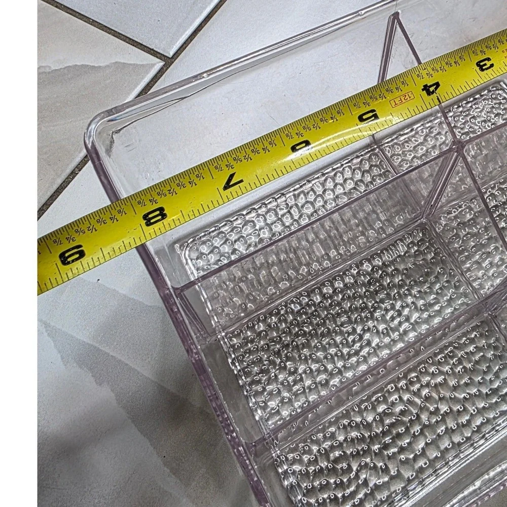 Clear Acrylic 6 Compartment Makeup Organizer Textured‎ Base Vanity Caddy L1